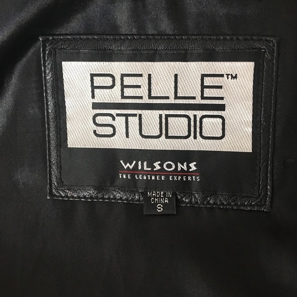 PELLE STUDIO double breasted black leather coat - Picture 5 of 6